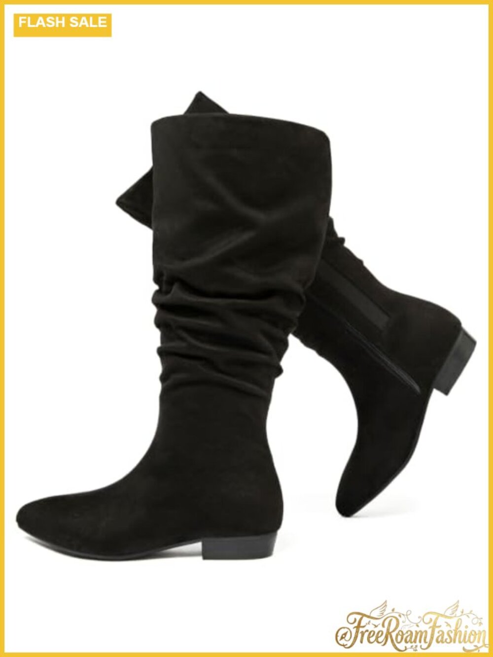 Extra Wide Calf Knee High Boots Faux Leather Low Heel Comfort Fit
